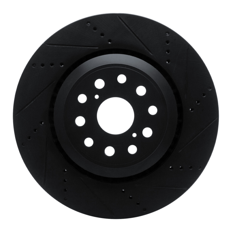 Lexus LS500 Brake Rotor (1) - Front Right - R1 Concepts - Drilled & Slotted - Black - `07-`23